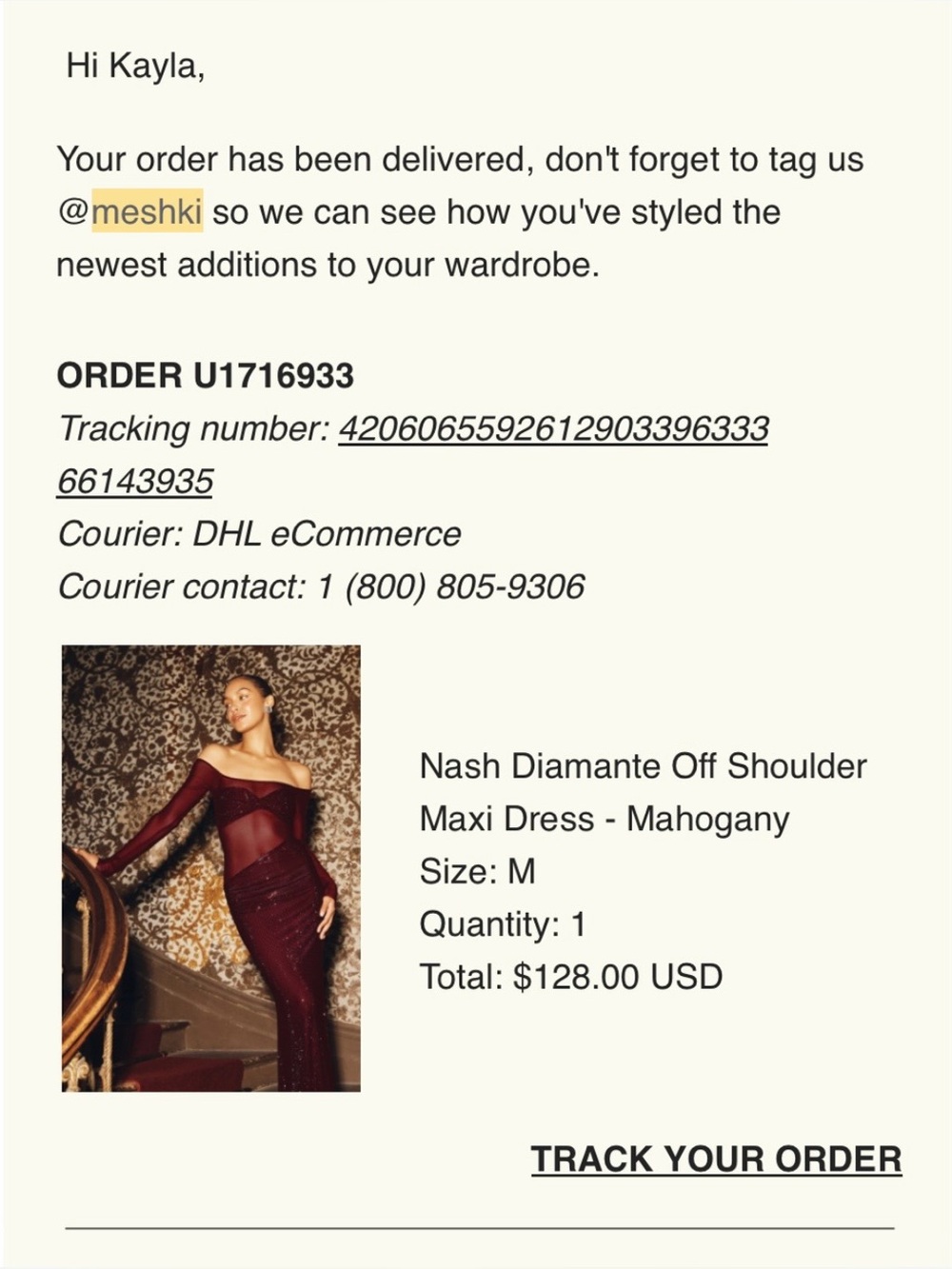 Meshki Diamante Off Shoulder Maxi Dress - Mahogany Wine - Picture 3 of 6